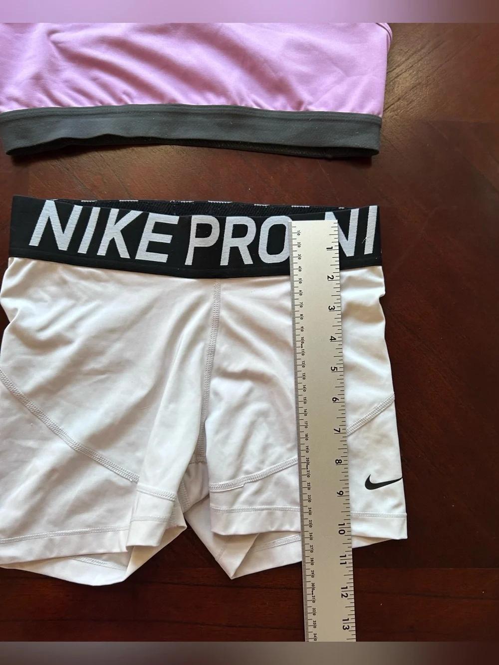 Nike Lilac Sports Bra with White Nike Pro Shorts set size s